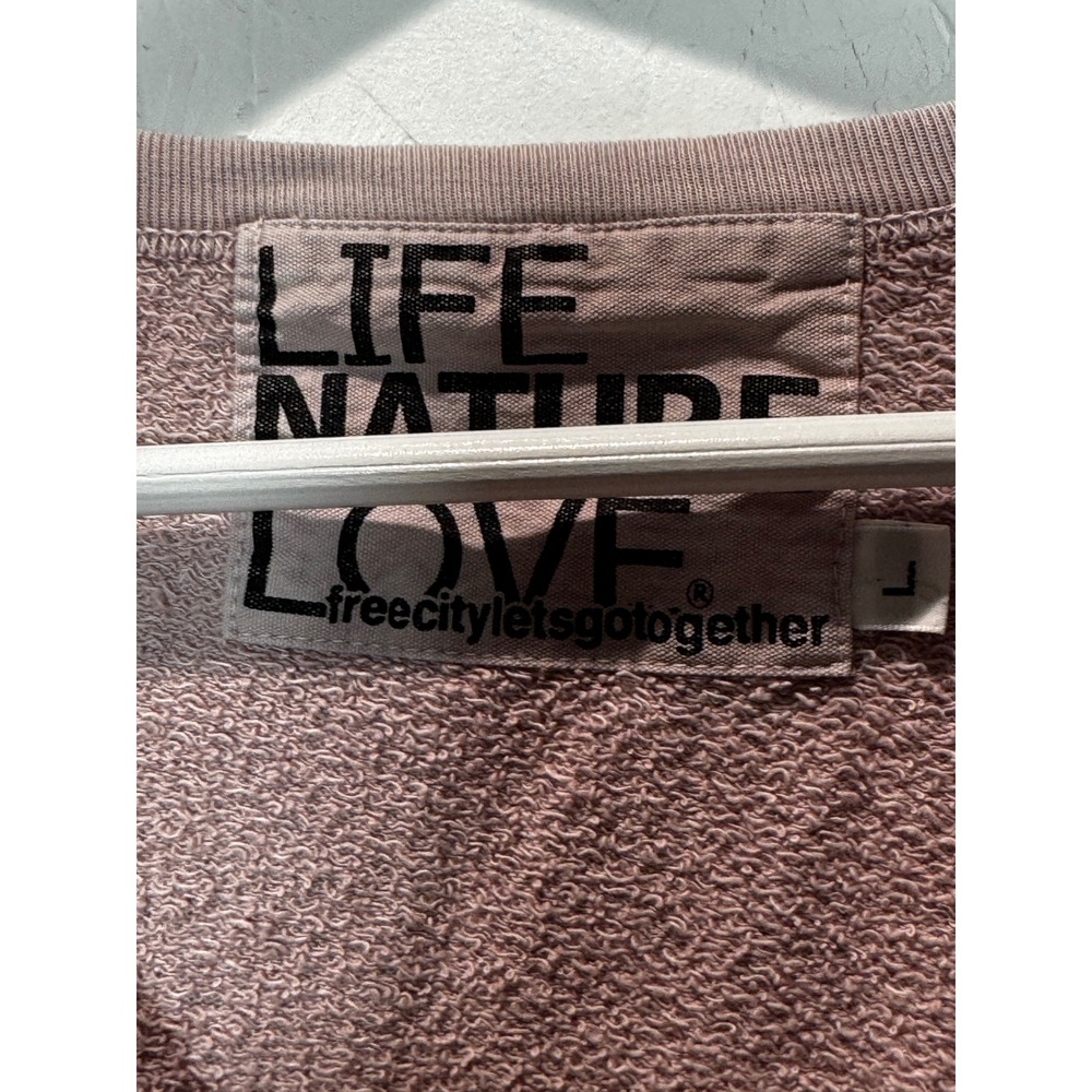 Freecity Life Nature Love Mauve Pink French Terry Raglan Sweatshirt Large - Picture 3 of 3